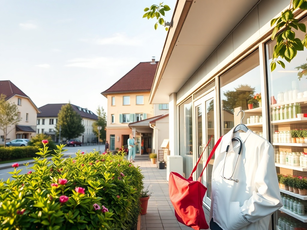 Mapa Płońska z zaznaczonymi placówkami medycznymi, ilustrująca kolejki do specjalistów w Płońsku